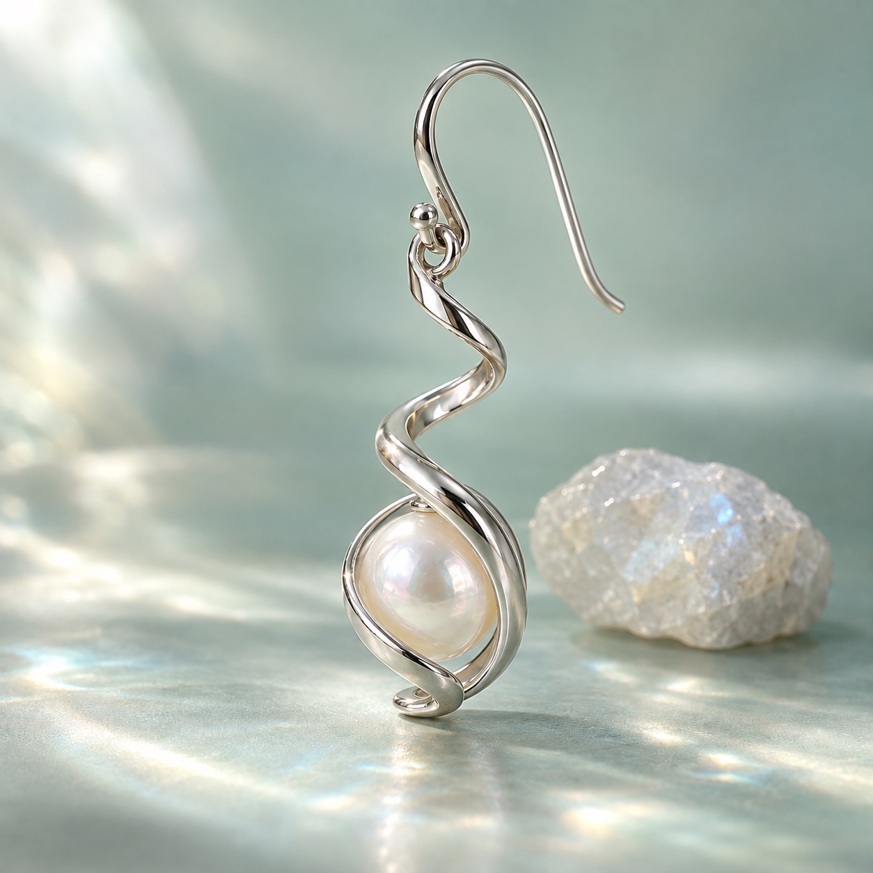 Celestial Swirl Pearl Earring view 2