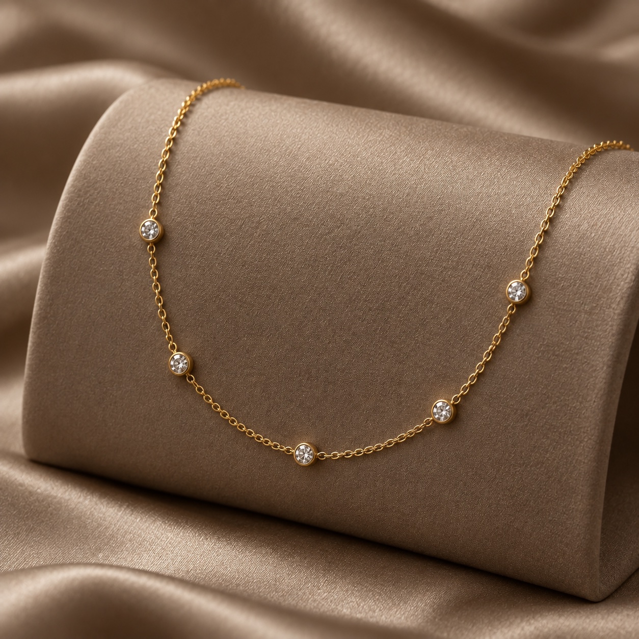 14k Gold Layering Diamond Necklace view 2